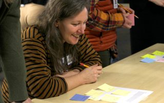 High School Success Network member smiling during a group exercise at a table